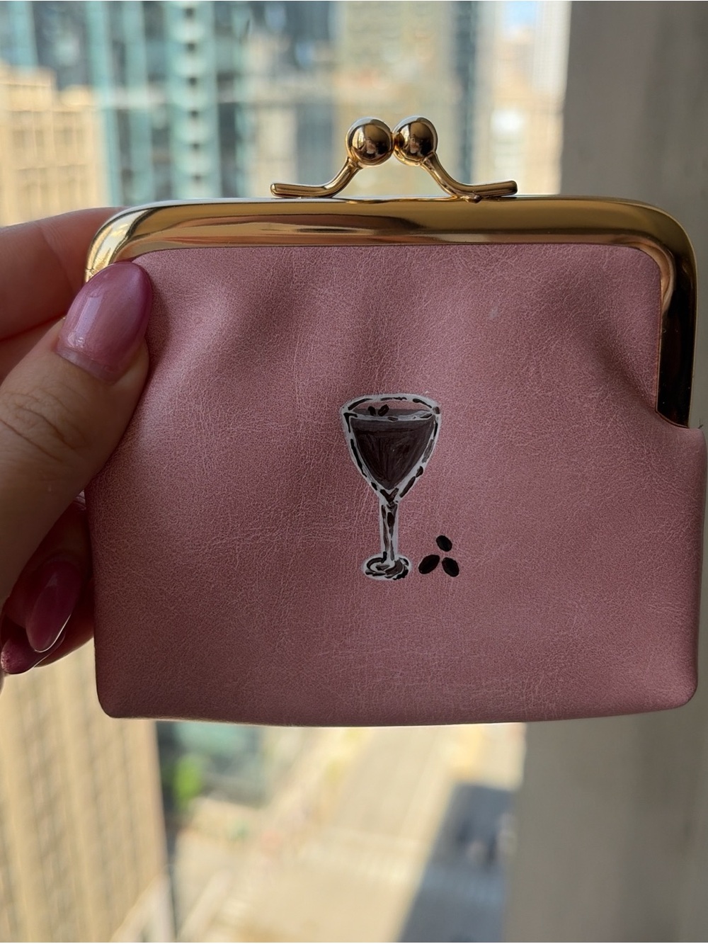 Espresso martini hand painted coin purse